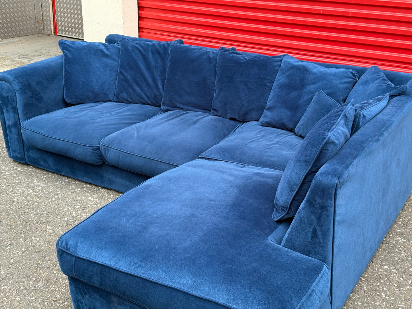 Blue Velvet Corner Sofa