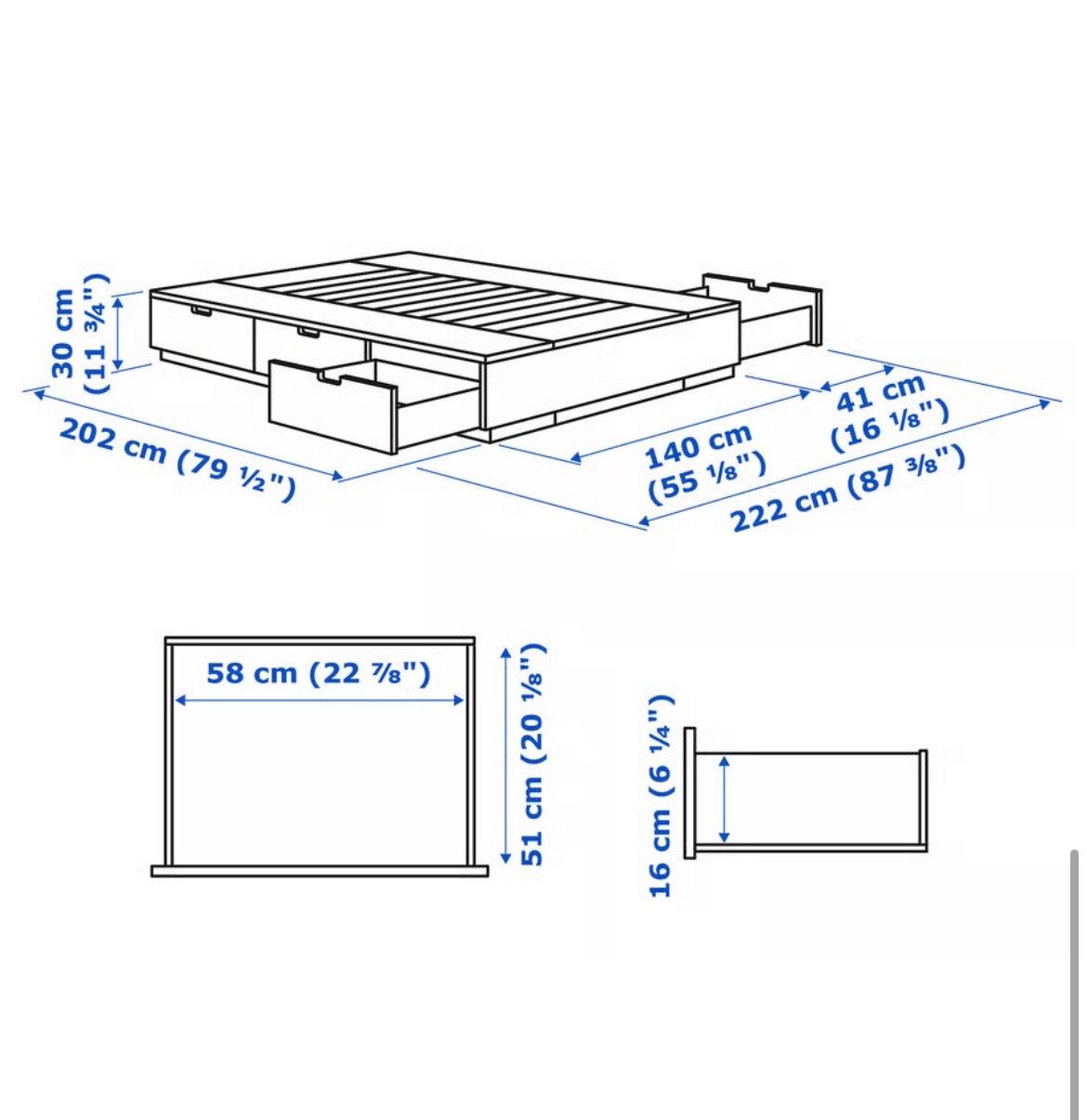 IKEA Nordli Double Bed with Storage