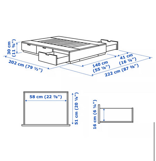 IKEA Nordli Double Bed with Storage