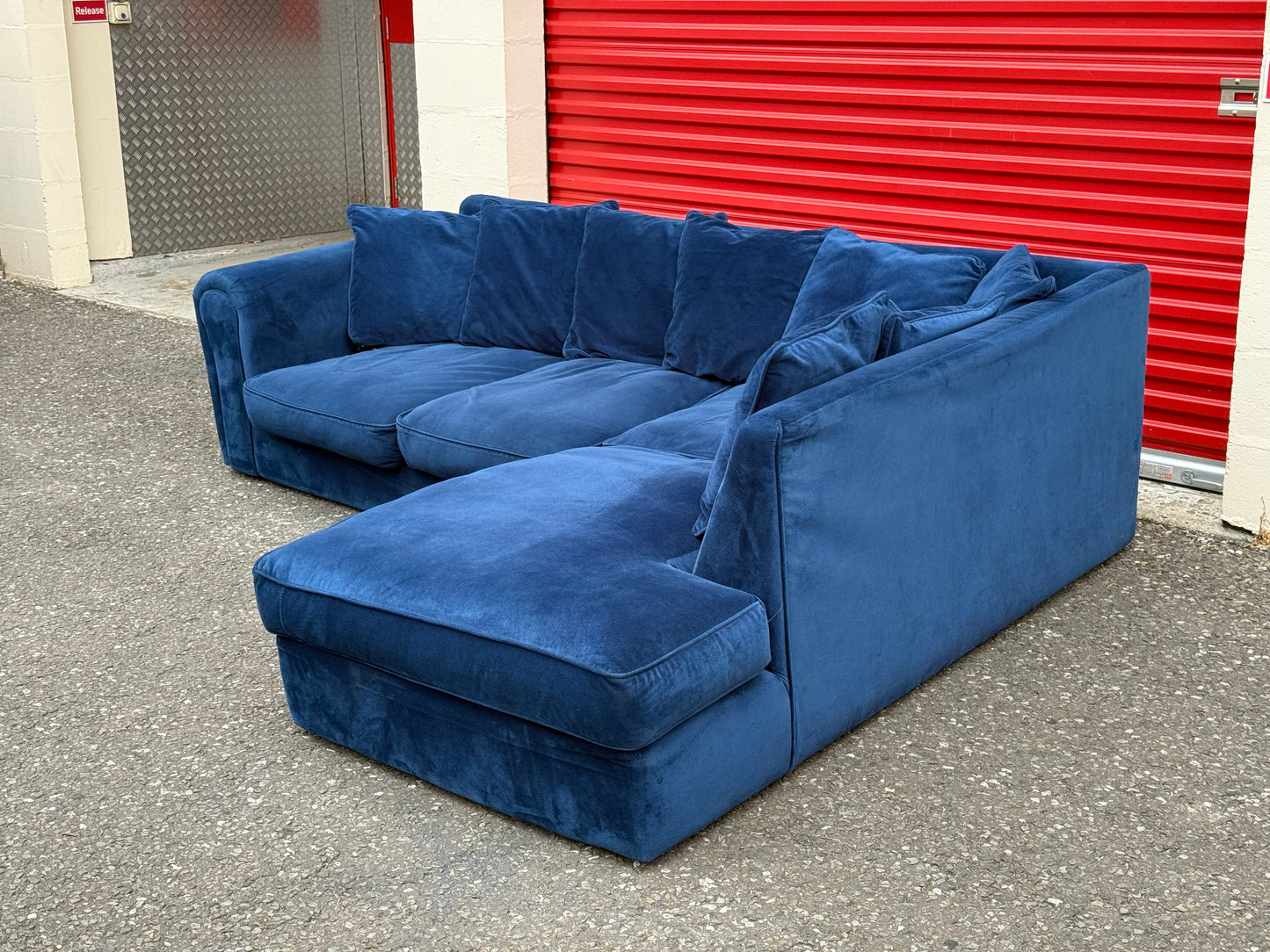 Blue Velvet Corner Sofa