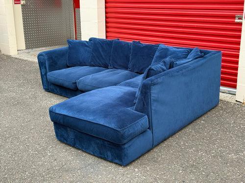 Blue Velvet Corner Sofa