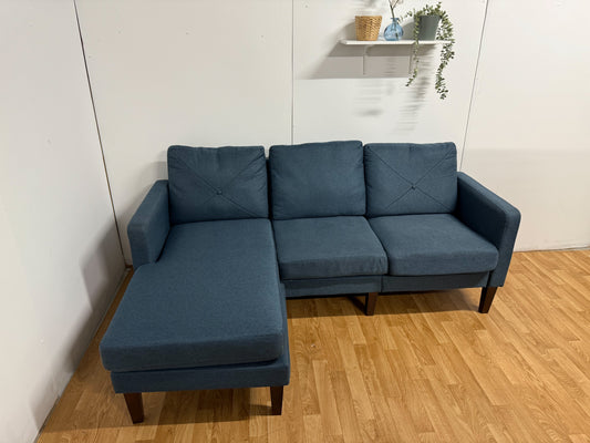 Compact Blue L Shape Sofa