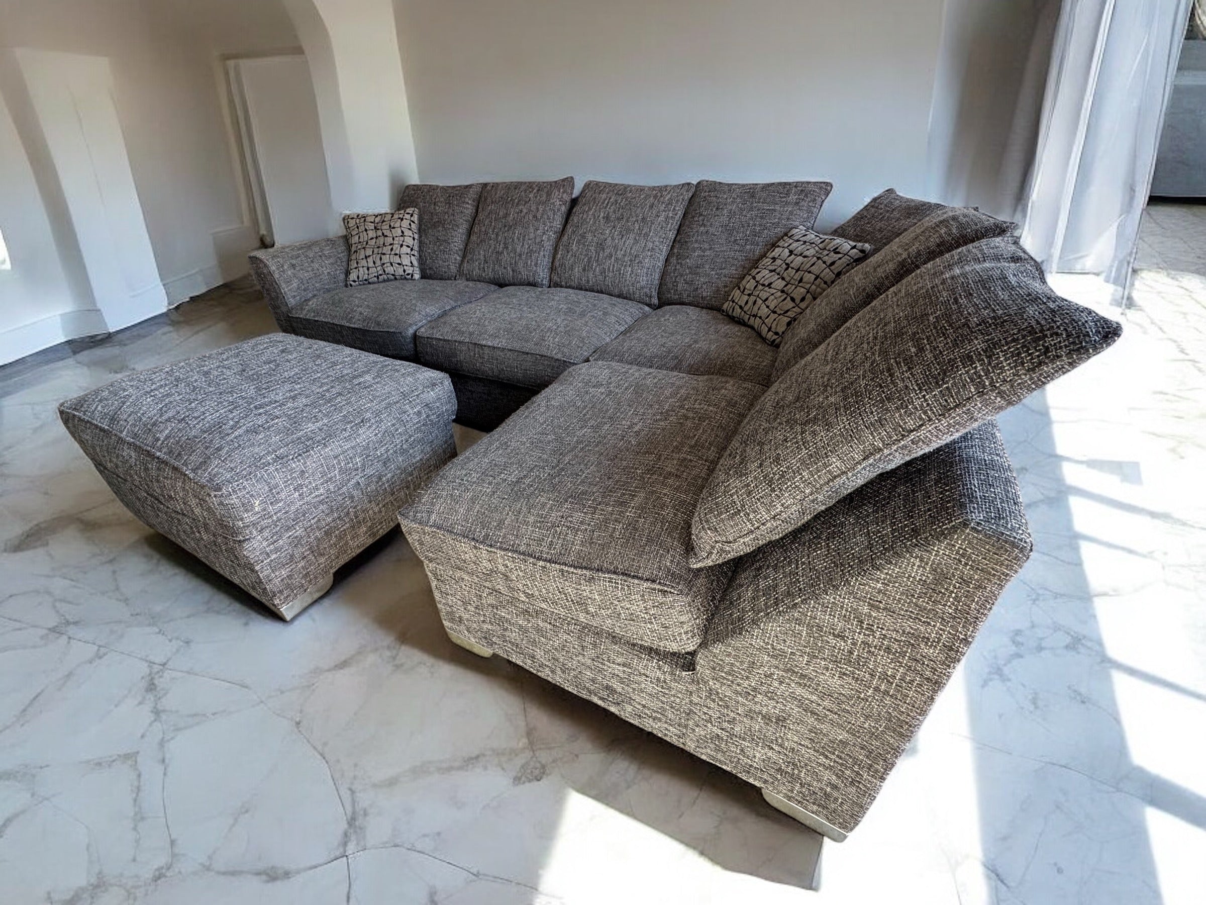 Furniture Village Corner Sofa + Stool
