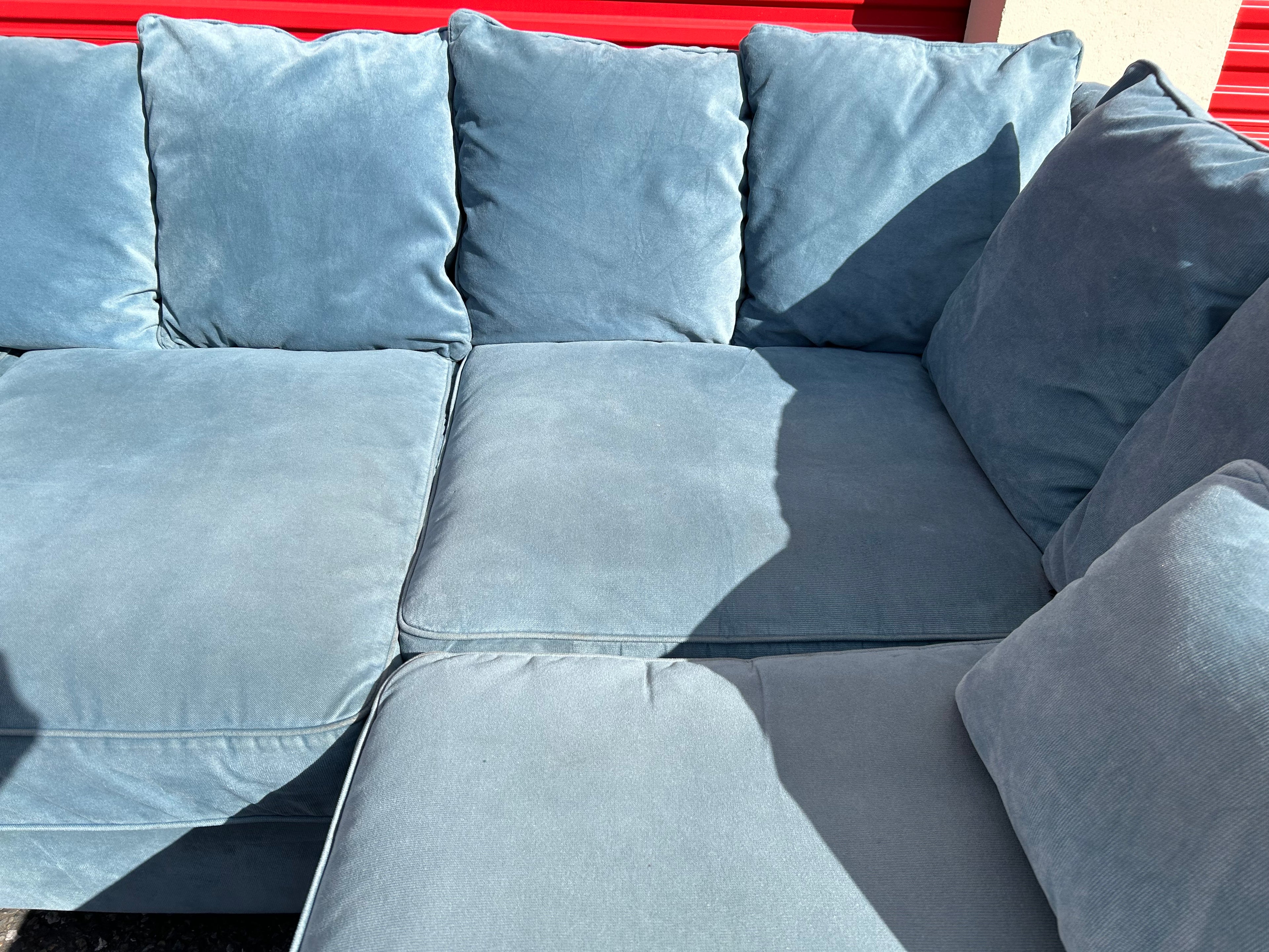 Light Blue Velvet Corner Sofa