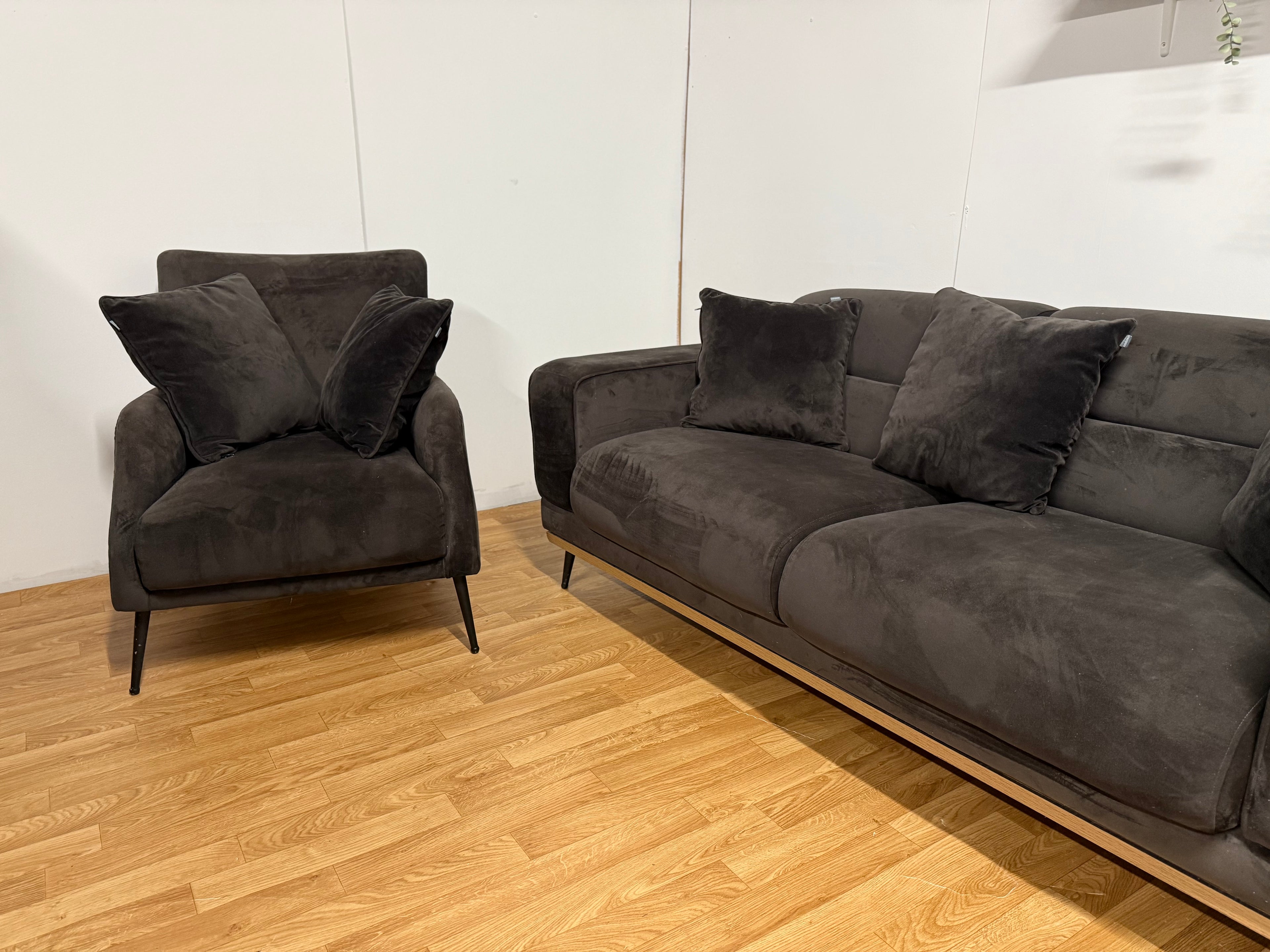 Brown Suede Sofa Set 