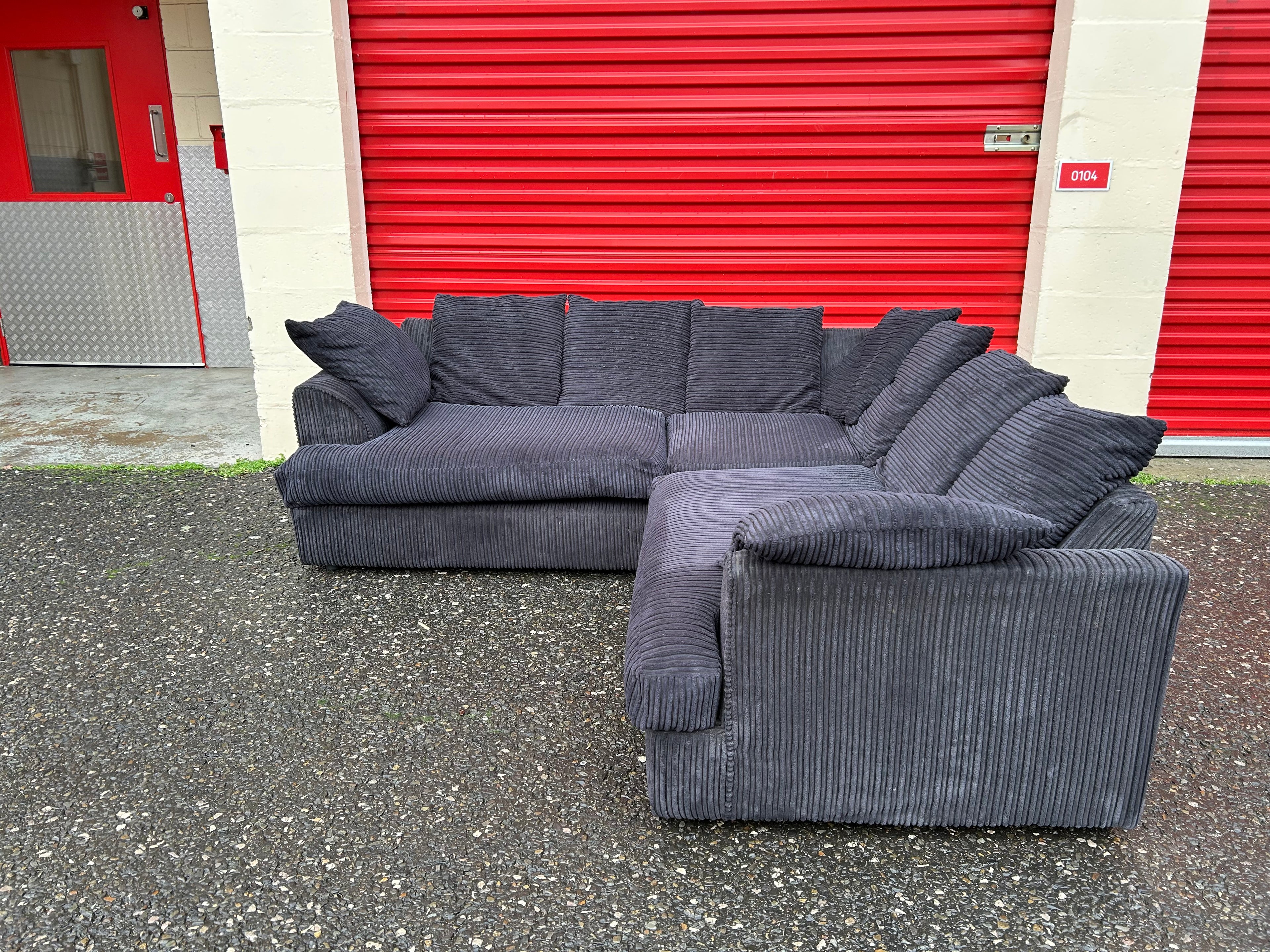 Navy Blue Cord Corner Sofa
