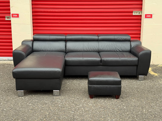 Black Leather Corner Sofa