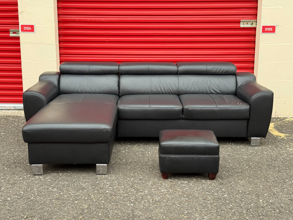 Black Leather Corner Sofa