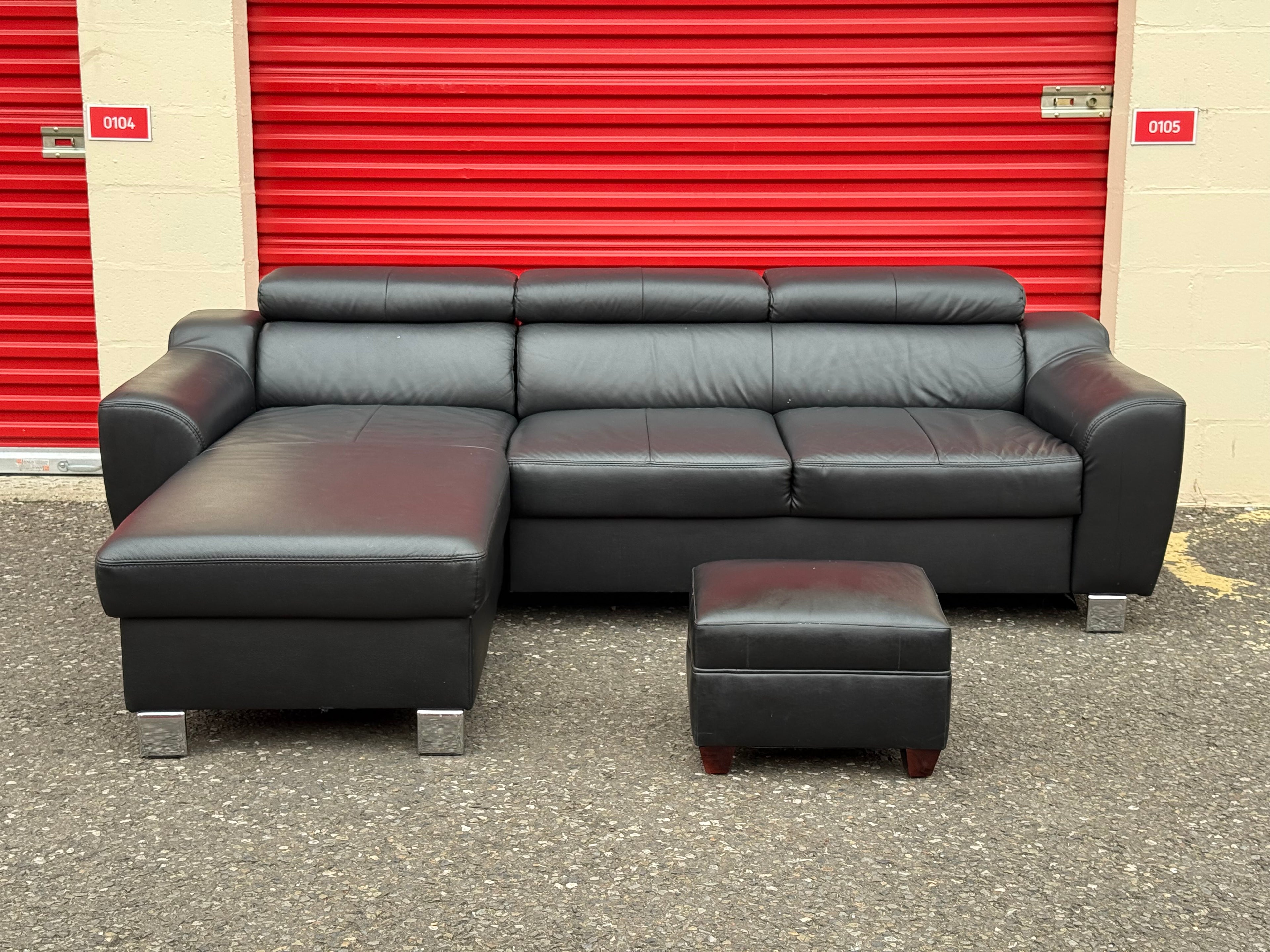 Black Leather Corner Sofa