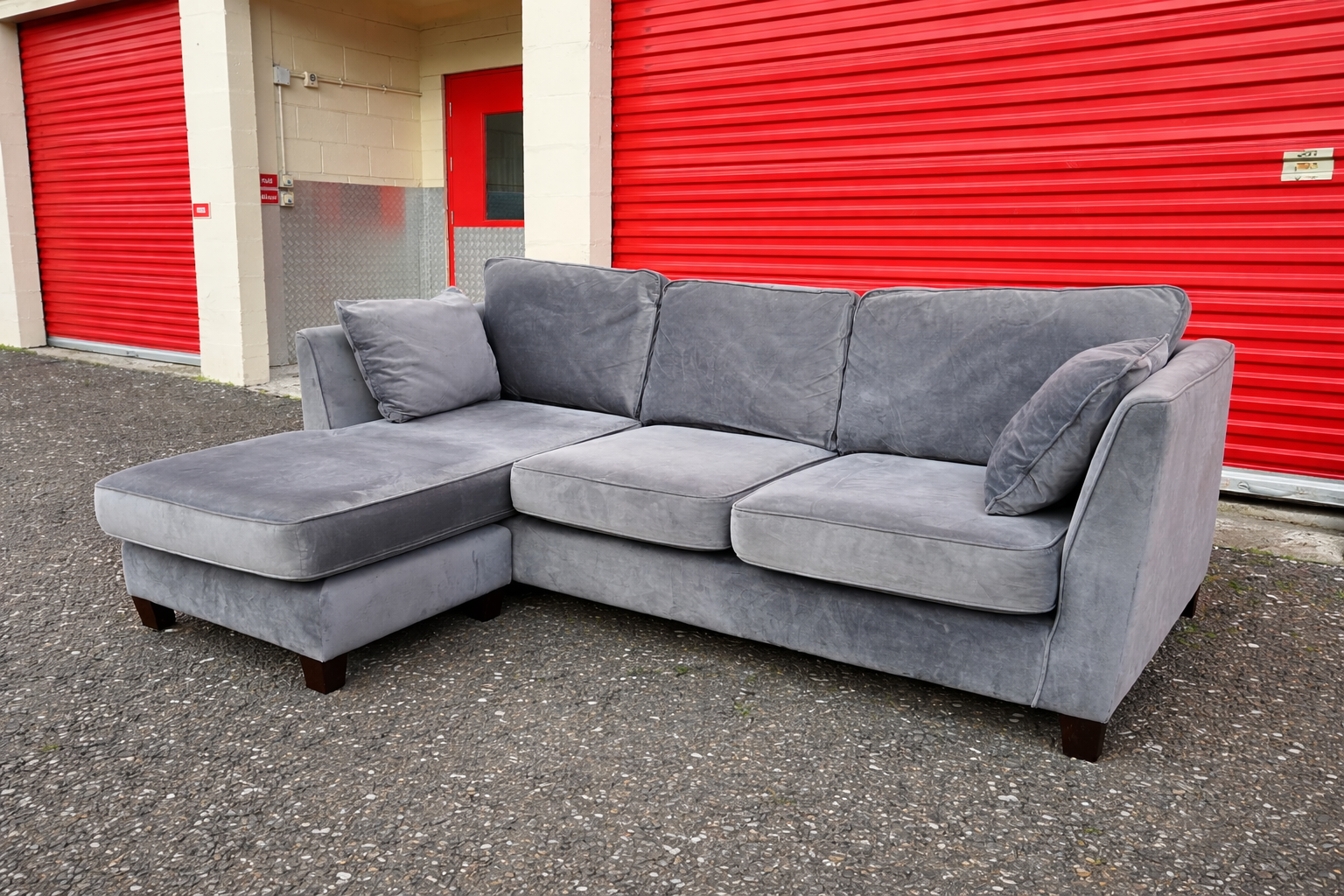 John Lewis Grey Velvet Corner Sofa