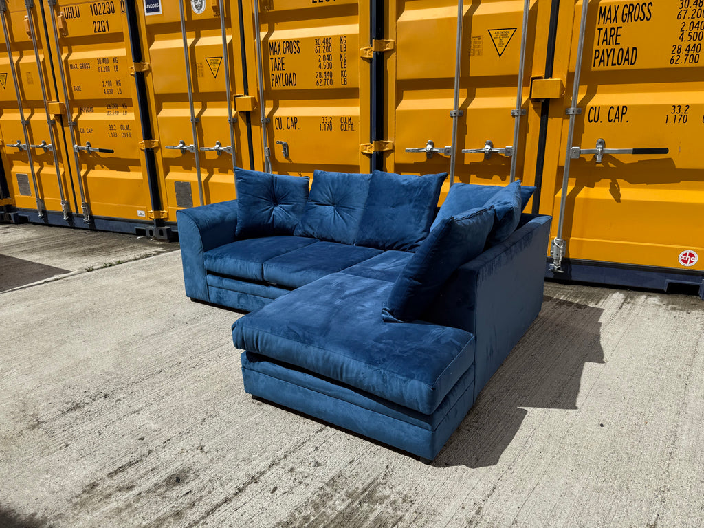 Blue Velvet Corner Sofa