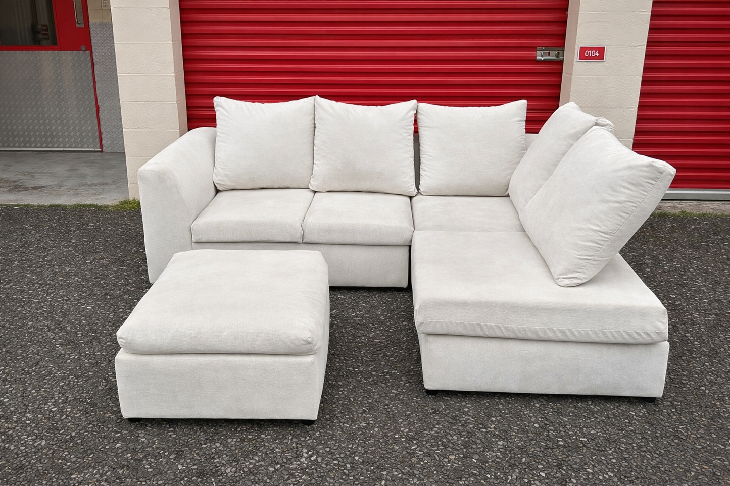 Light Cream Sofa Club Corner Sofa & Footstool