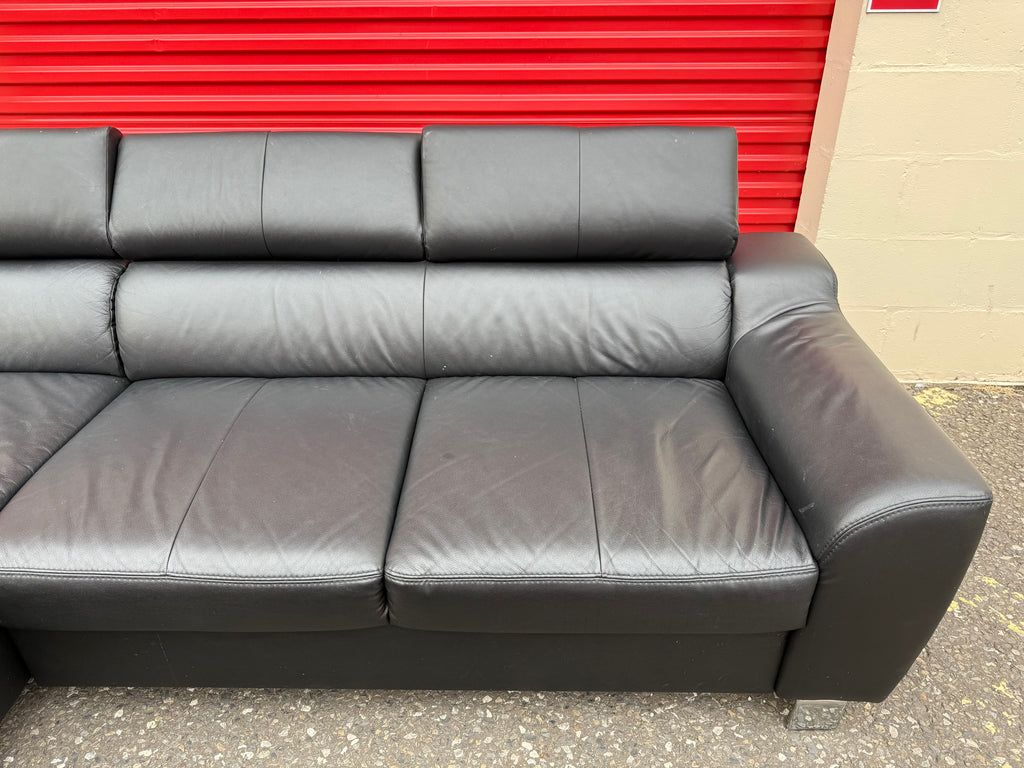 Black Leather Corner Sofa