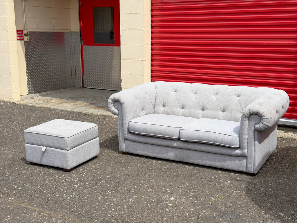 John Lewis Chesterfield 2 Seater Sofa & Storage Footstool