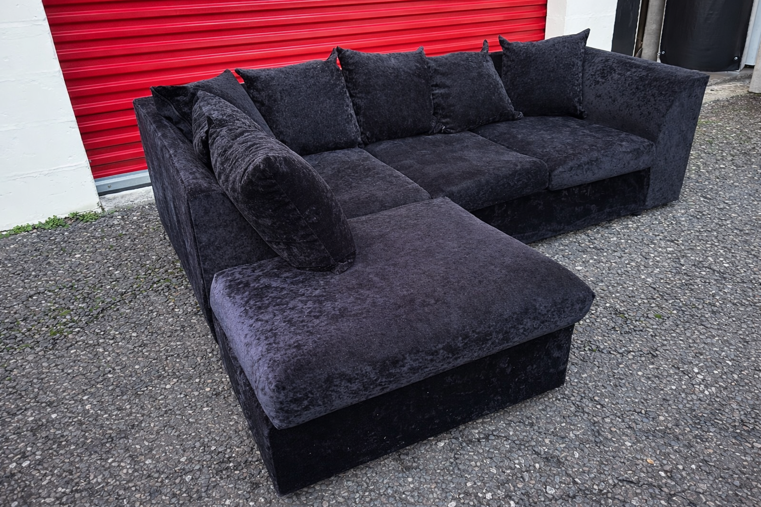 Black Velvet Corner Sofa
