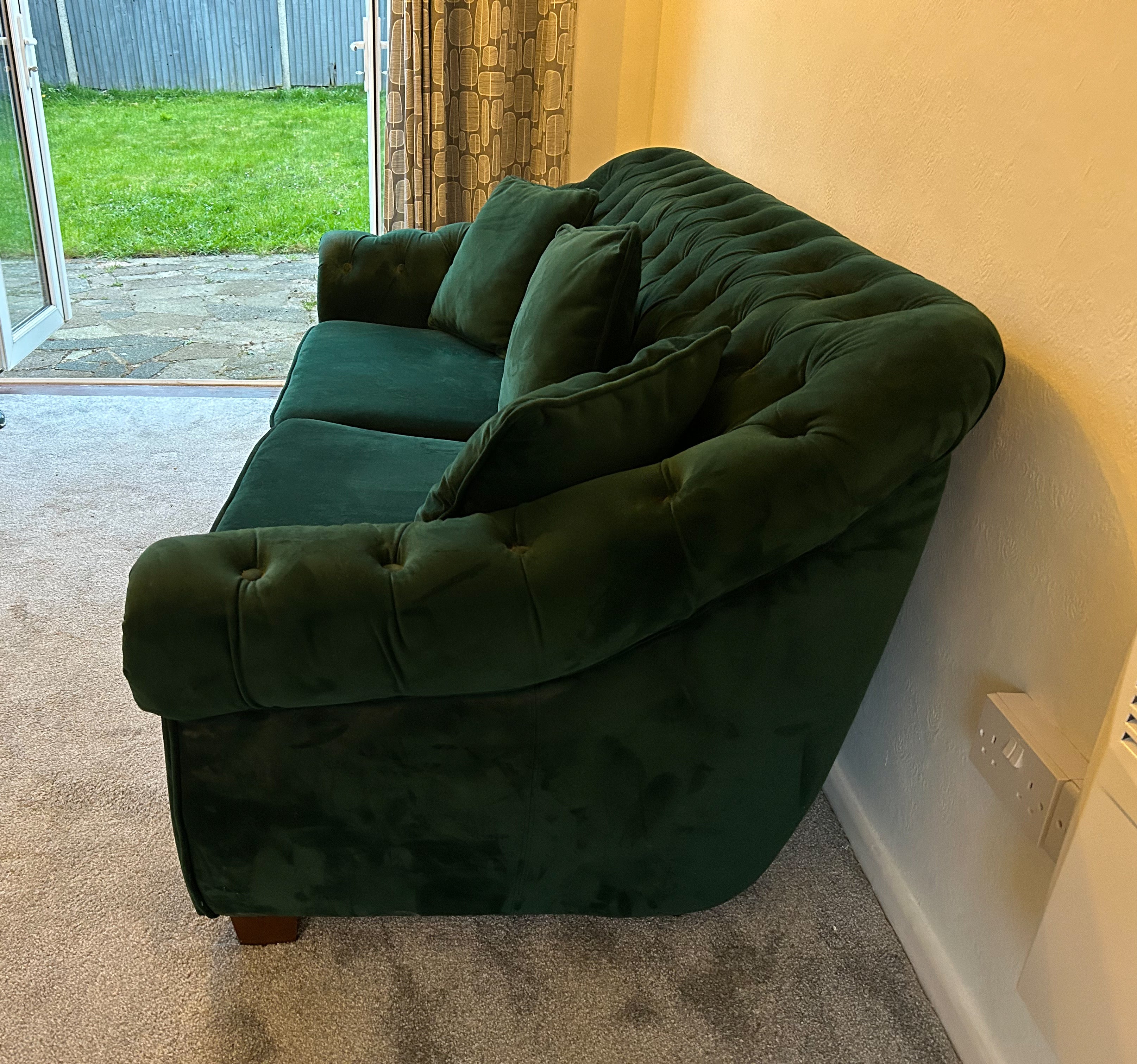 Green Velvet Chesterfield Sofa
