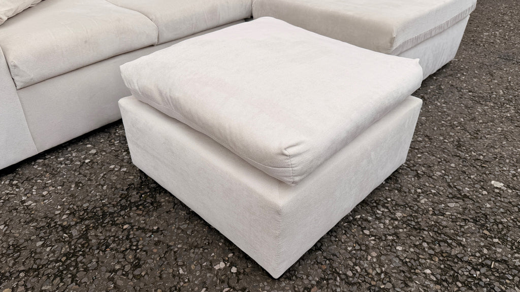 Light Cream Sofa Club Corner Sofa & Footstool