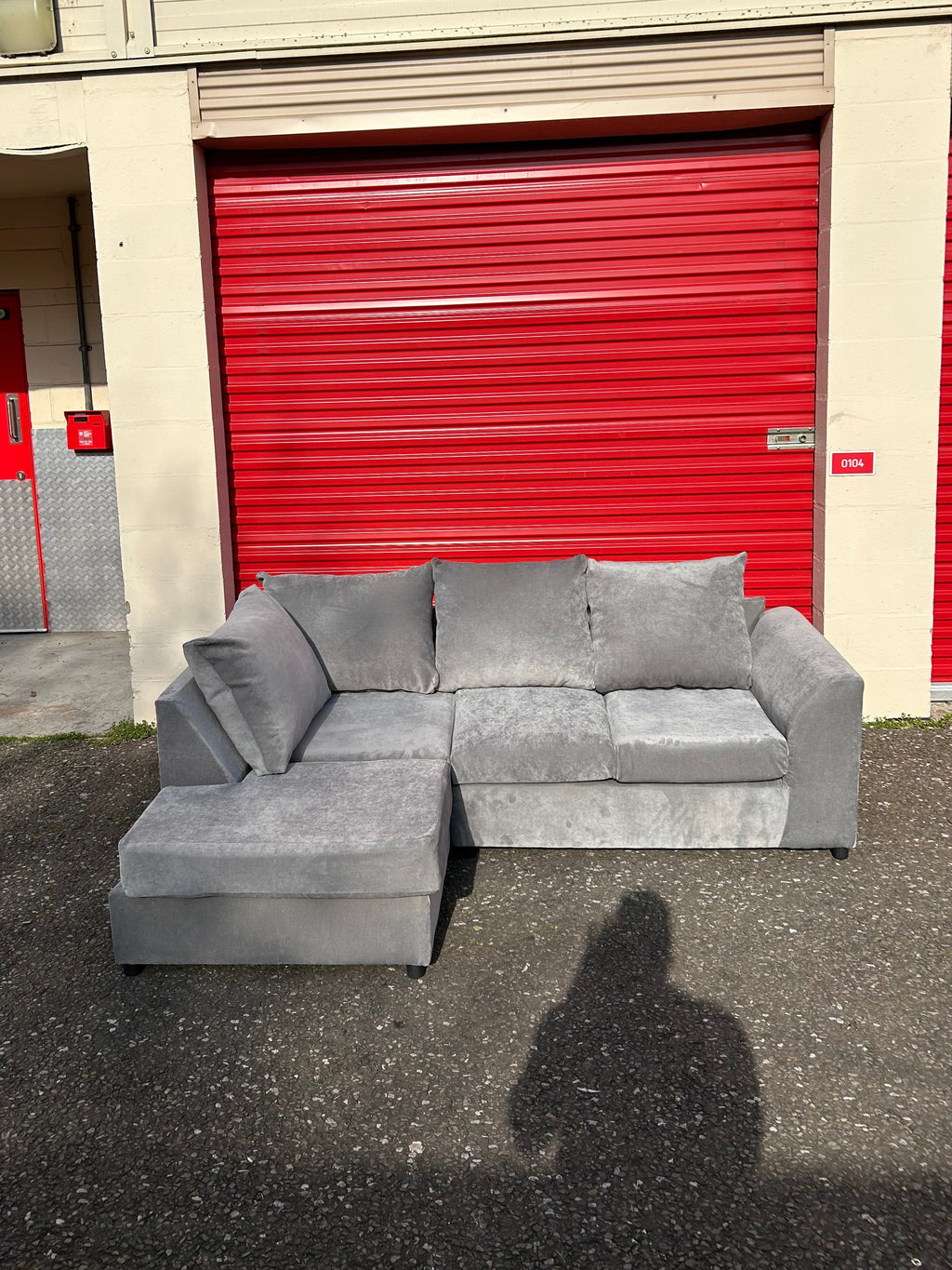 (New) Silver Crushed Velvet Corner Sofa