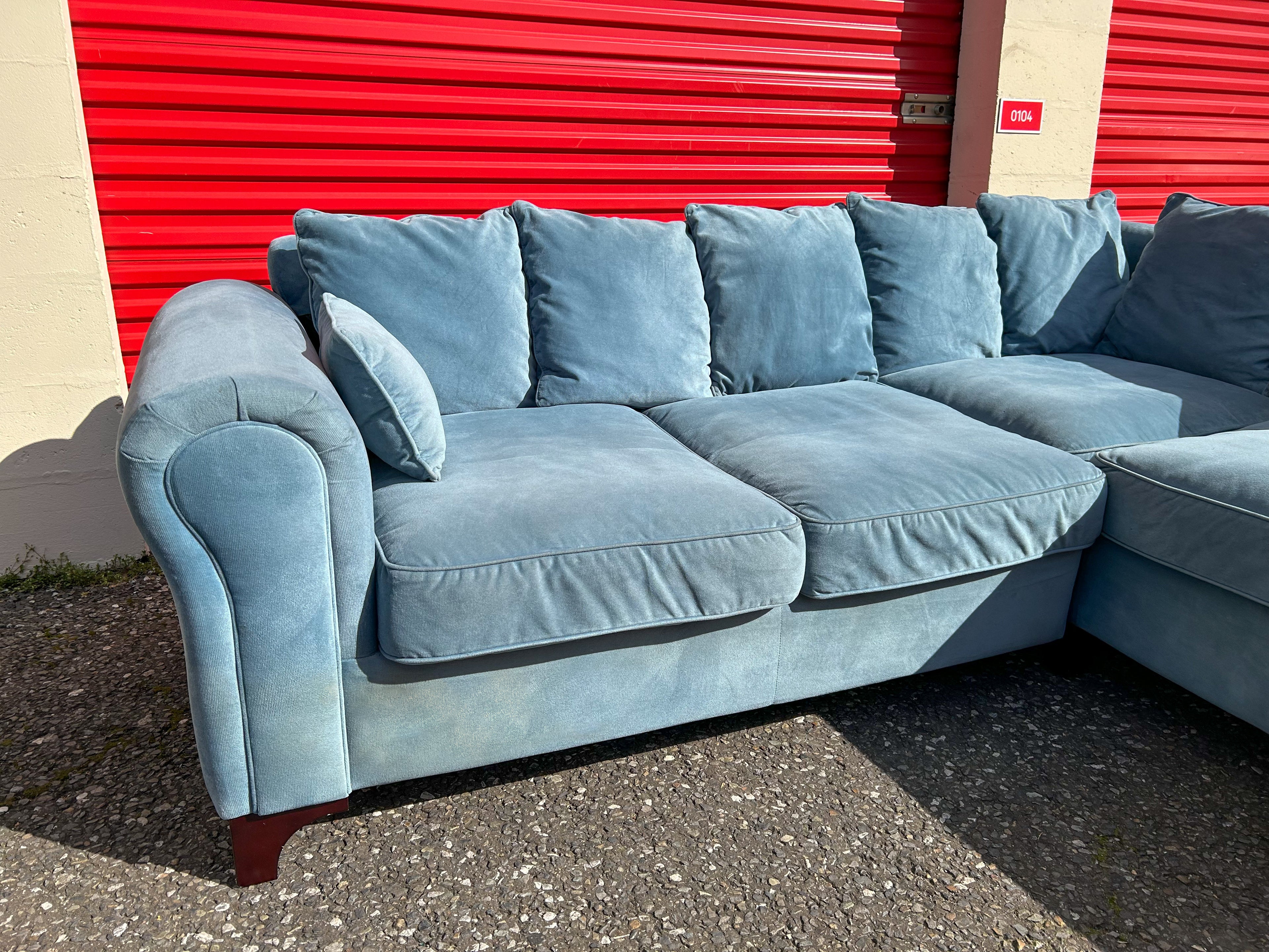 Light Blue Velvet Corner Sofa