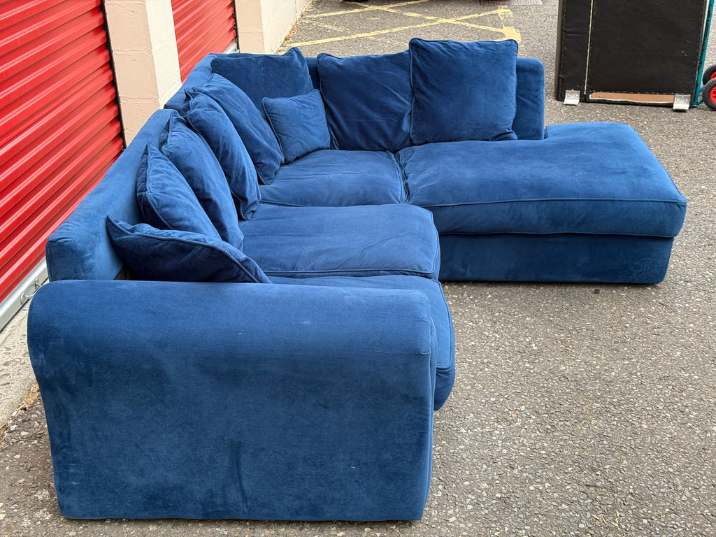 Blue Velvet Corner Sofa