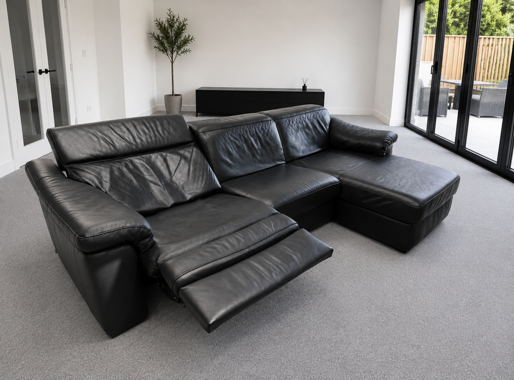 Natuzzi Leather Power Recliner Corner Sofa
