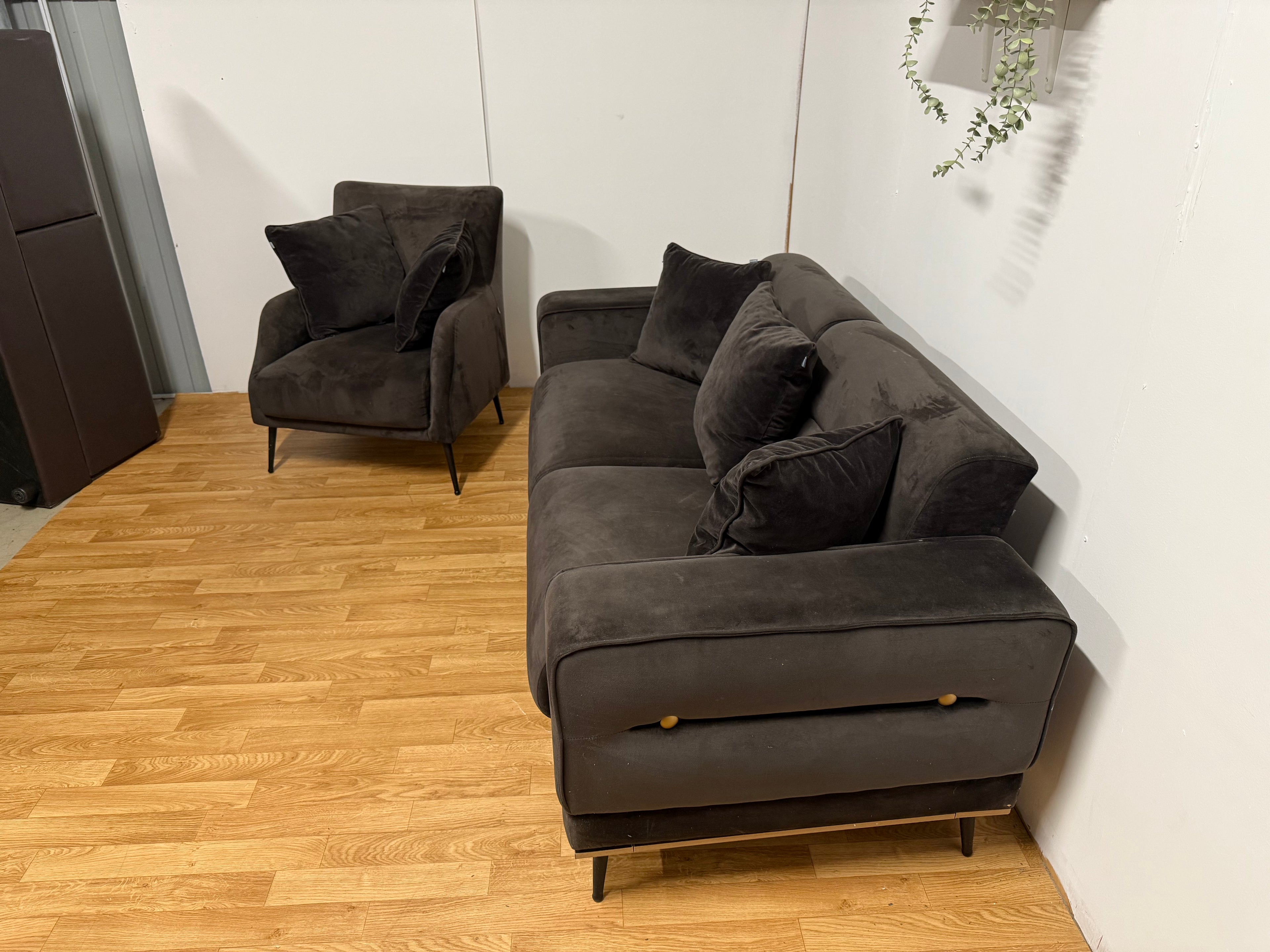 Brown Suede Sofa Set 