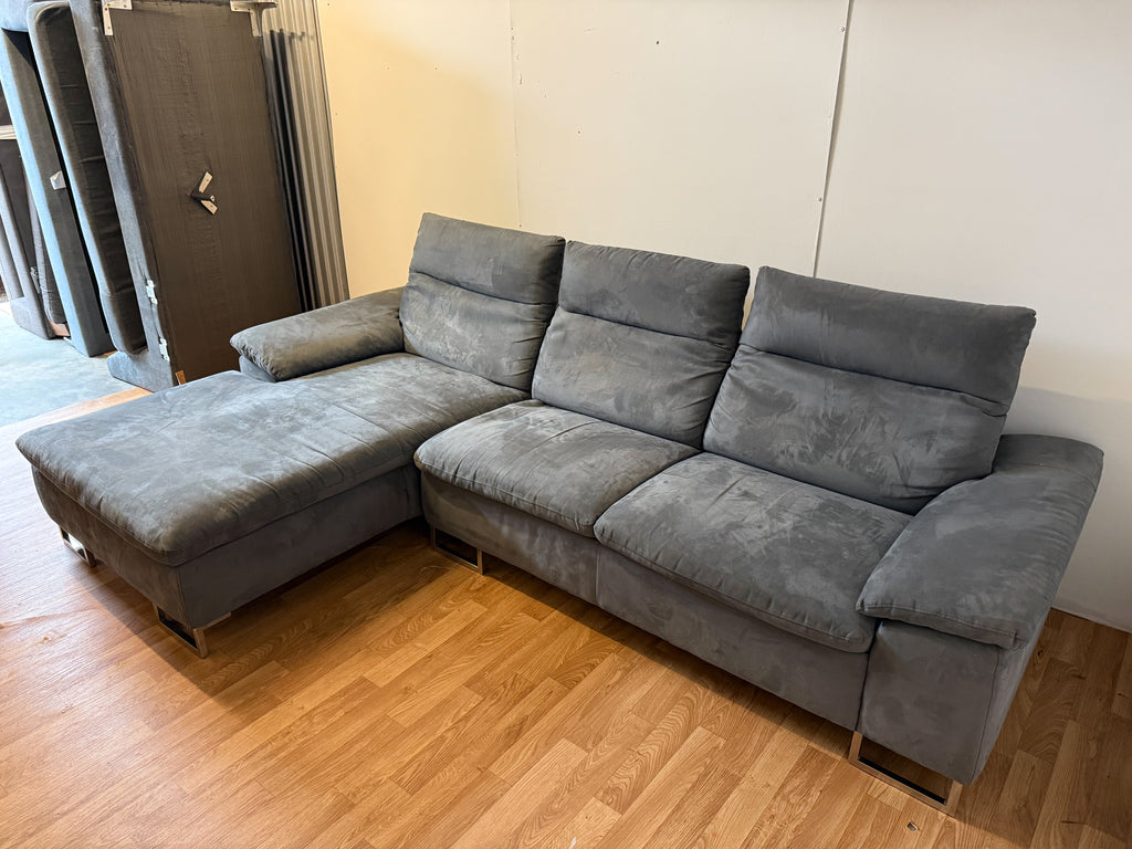 Modern Grey Suede Corner Sofa
