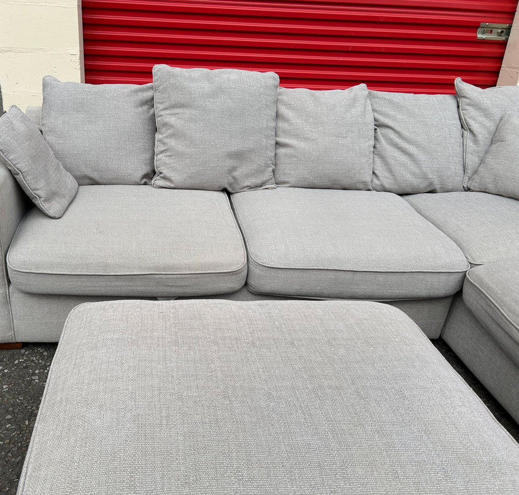 Furniture Village Grey Corner Sofa & Footstool