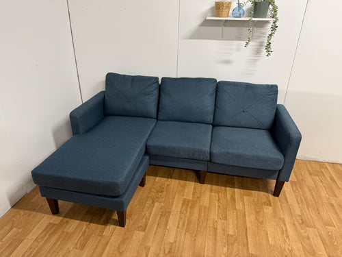 Compact Blue L Shape Sofa