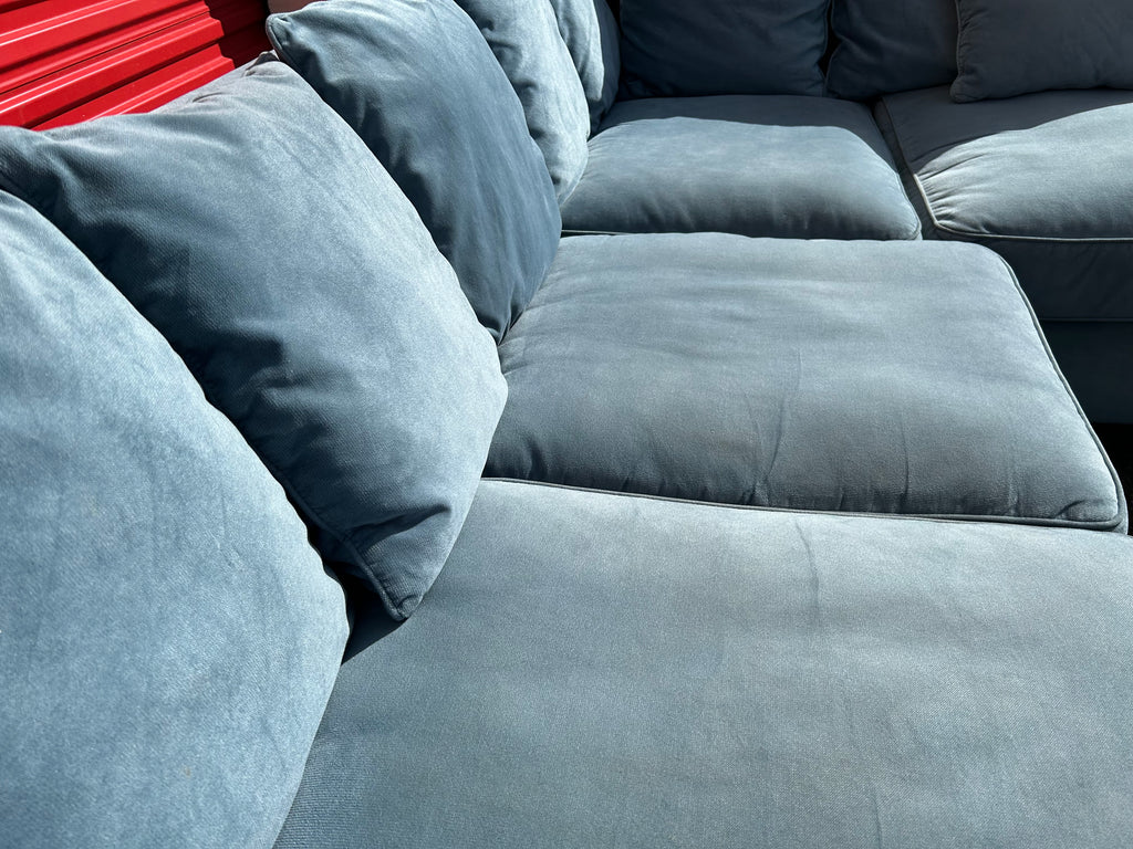 Light Blue Velvet Corner Sofa