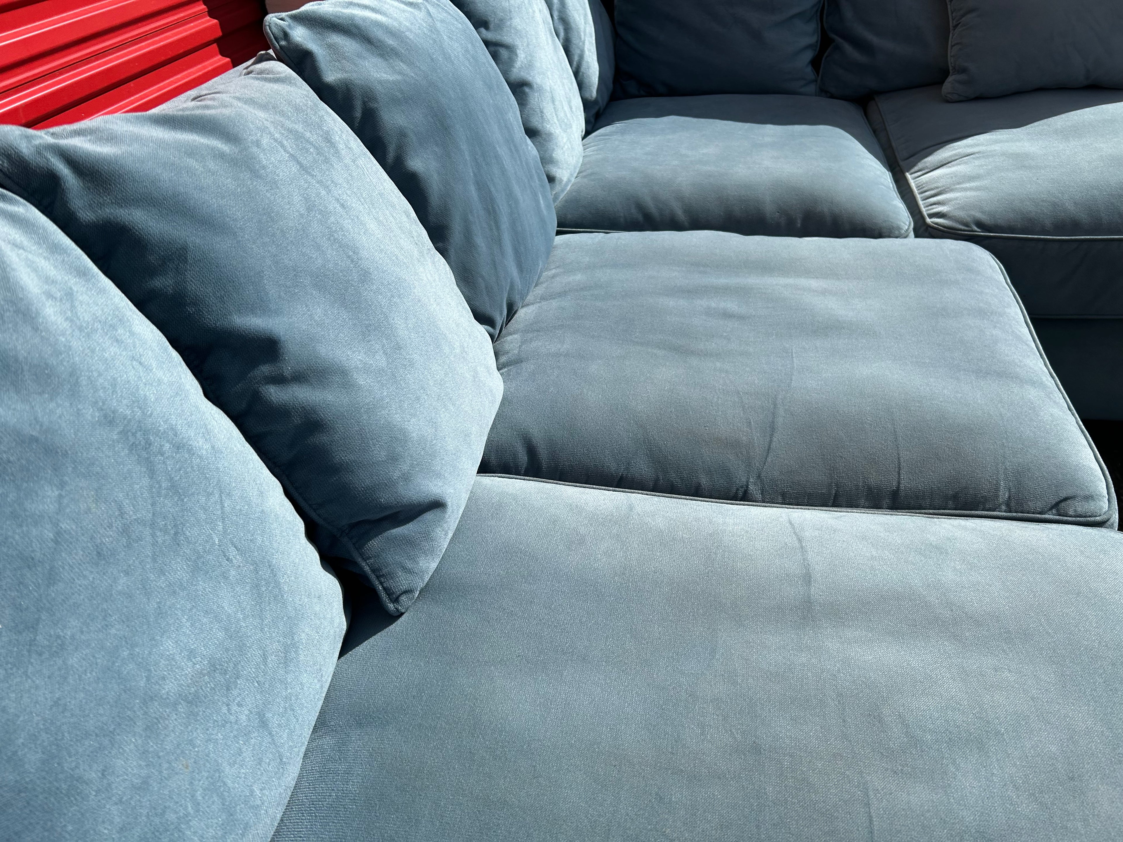Light Blue Velvet Corner Sofa