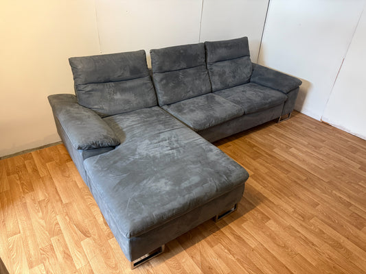 Modern Grey Suede Corner Sofa