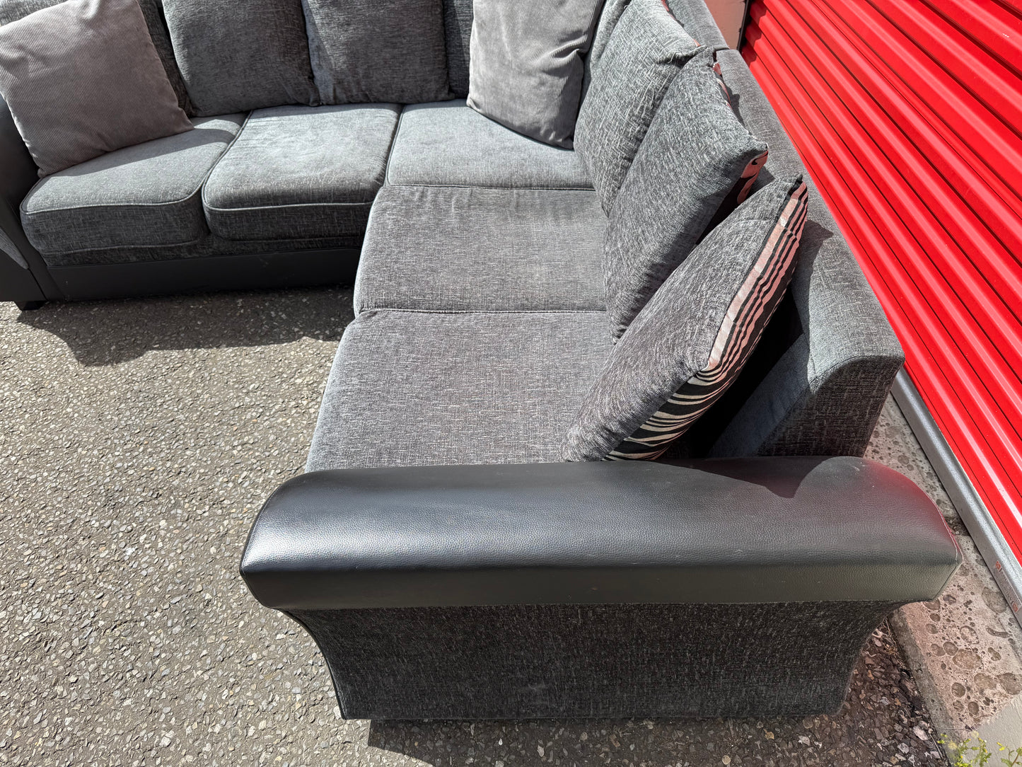 Grey & Black Corner Sofa