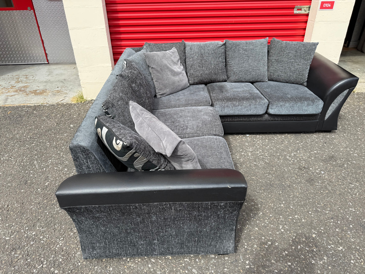 Grey & Black Corner Sofa