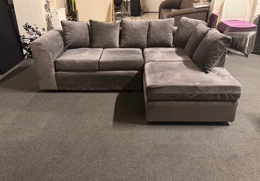 Grey Velvet Corner Sofa