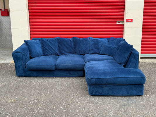 Blue Velvet Corner Sofa