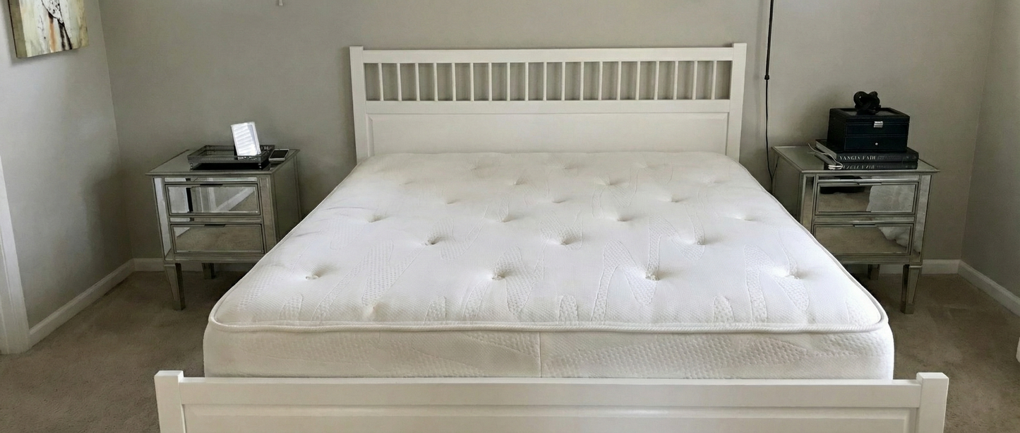 IKEA Hemnes Gloss White King Size Bed & Mattress