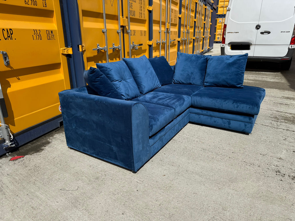 Blue Velvet Corner Sofa