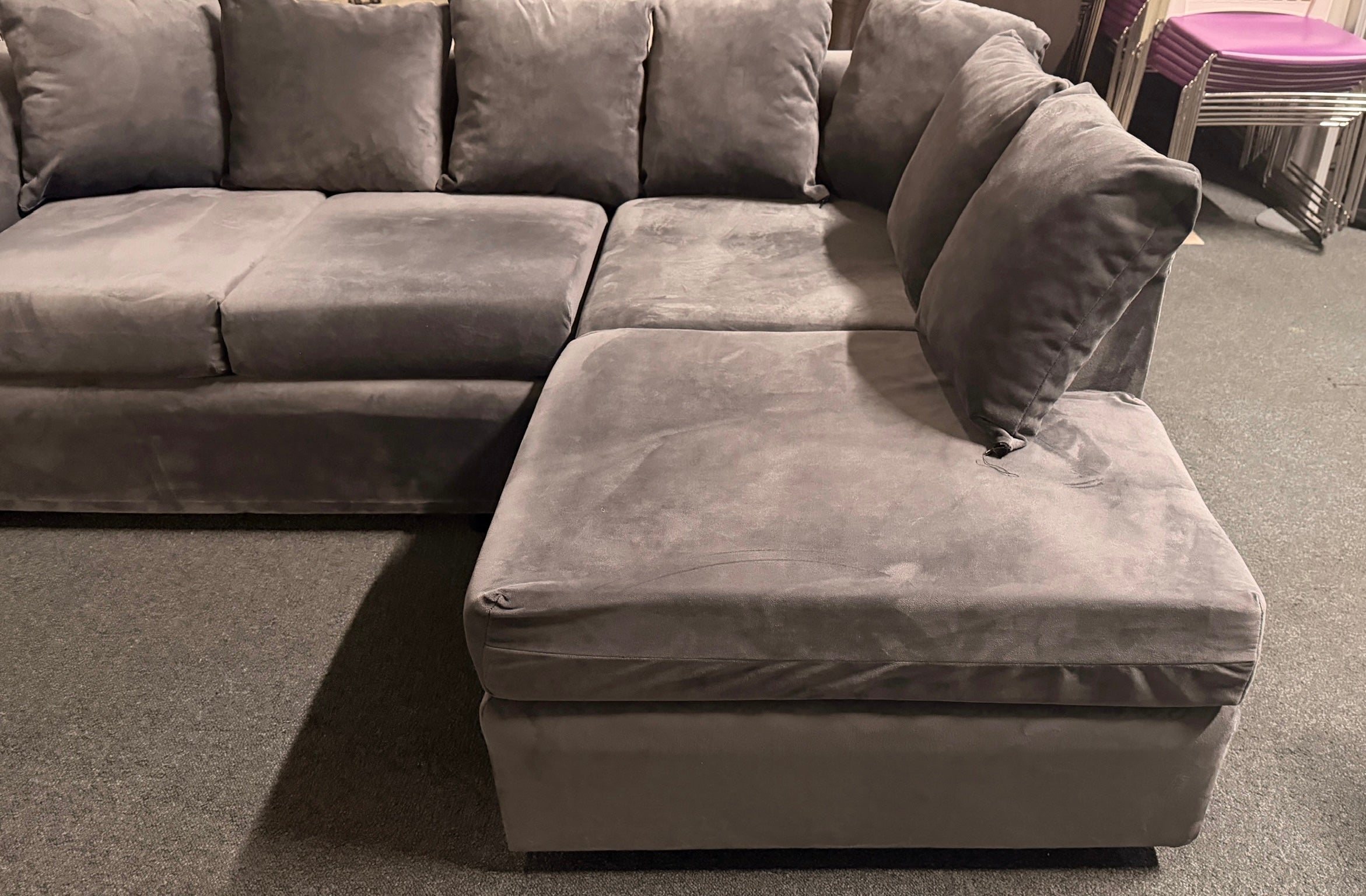 Grey Velvet Corner Sofa