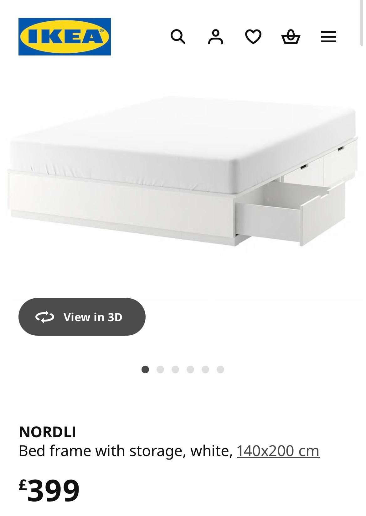 IKEA Nordli Double Bed with Storage