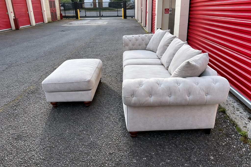 Next Chesterfield 4 Seater Sofa & Foot Stool