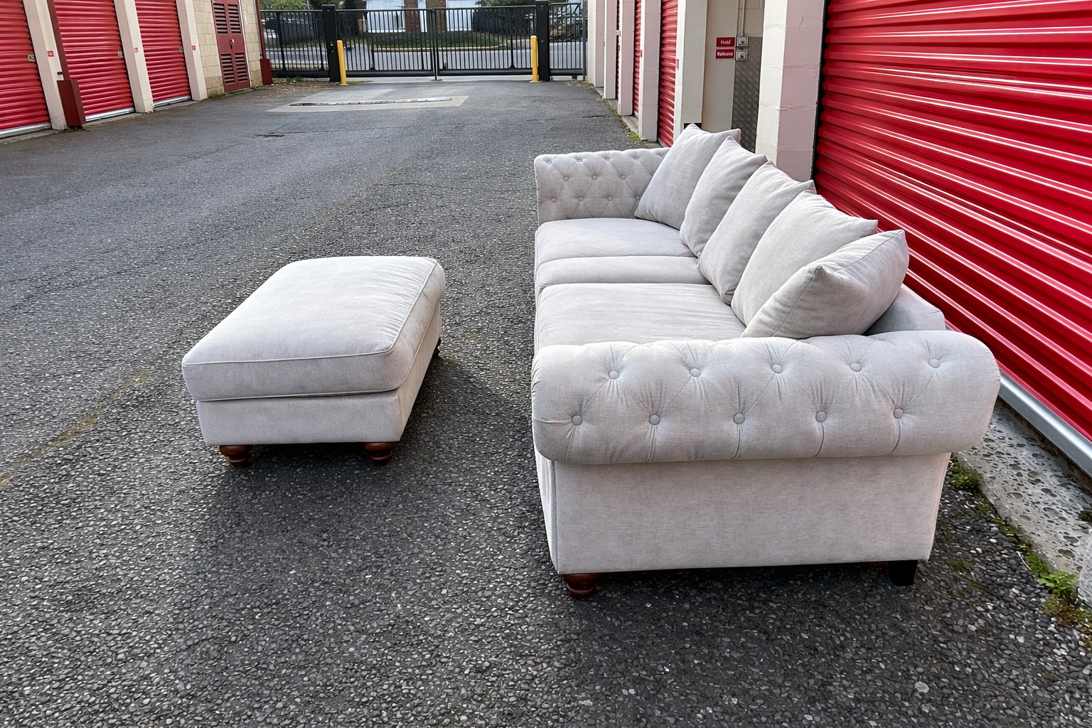 Next Chesterfield 4 Seater Sofa & Foot Stool