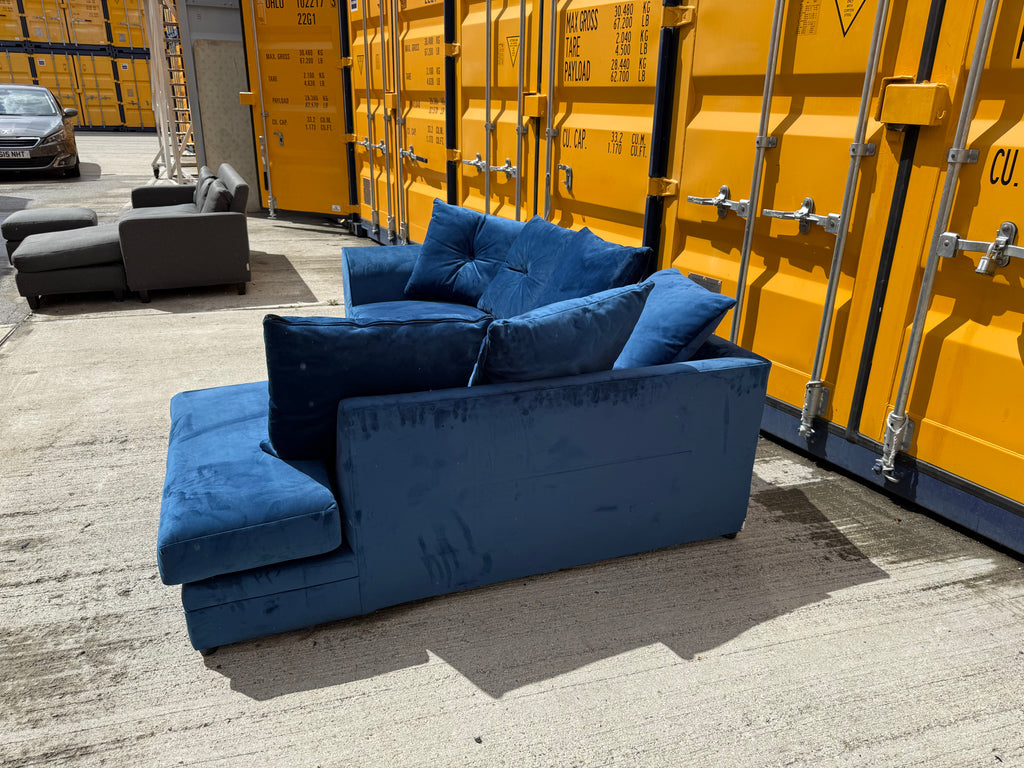 Blue Velvet Corner Sofa