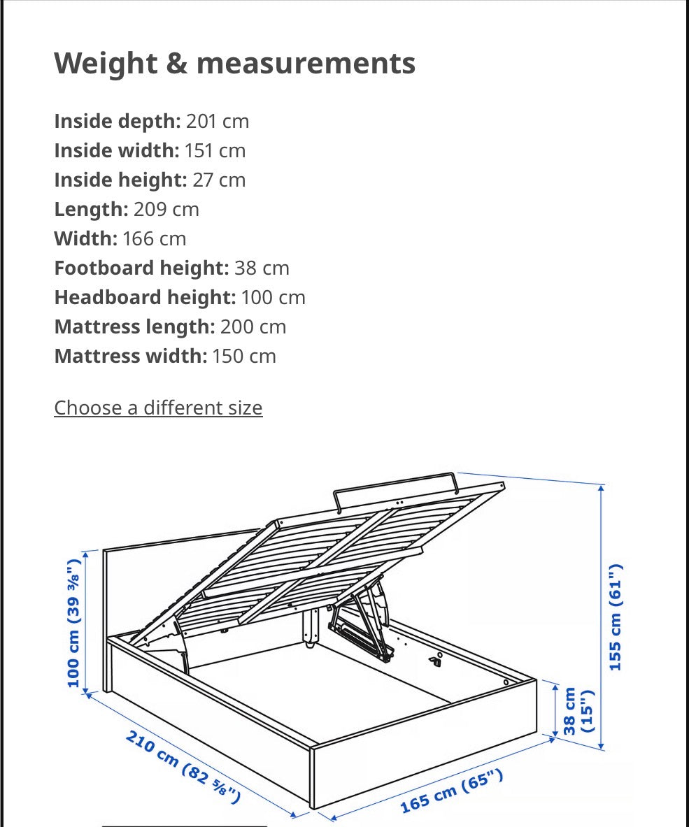 IKEA Malm Ottoman Bed Frame King Size