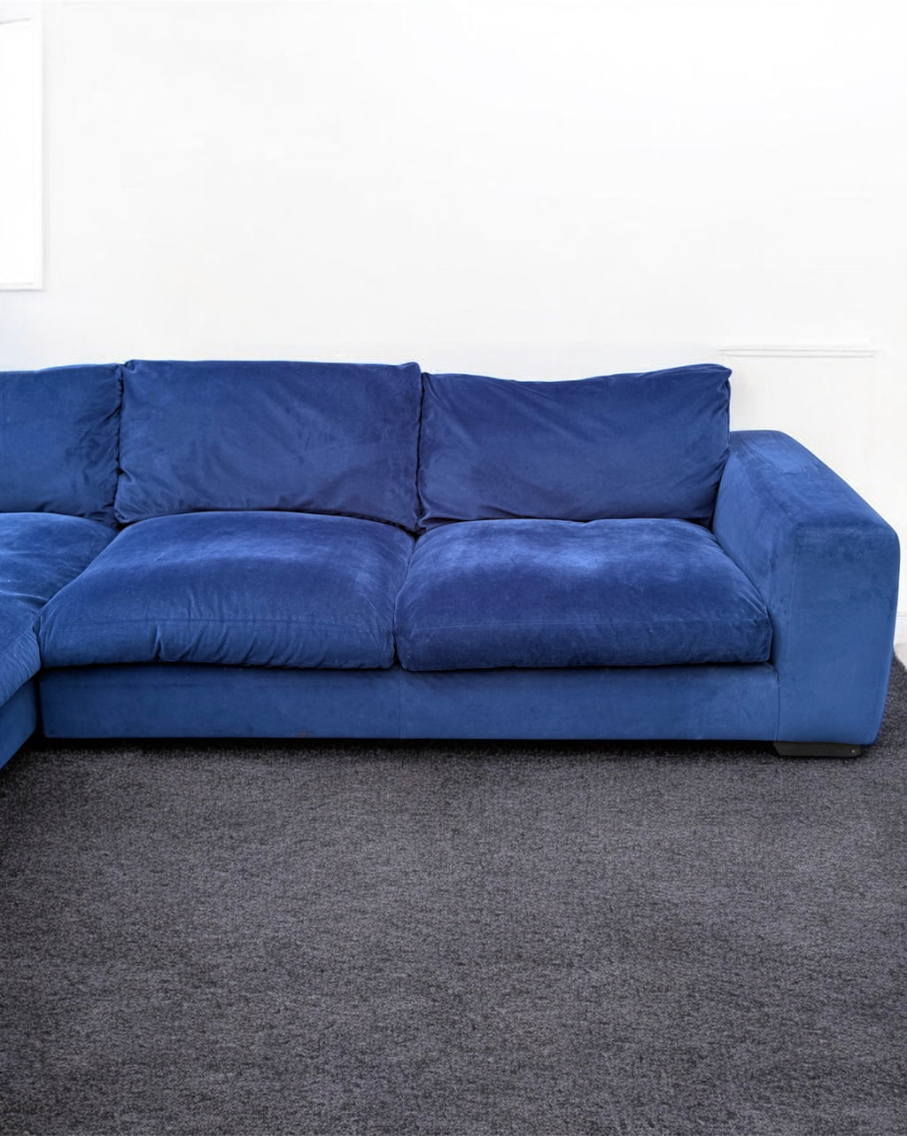 Next Houghton Blue Velvet Corner Sofa