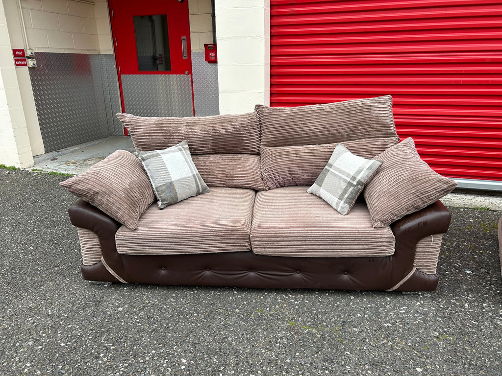 Brown Fabric 3 & 2 Seater Sofa Set