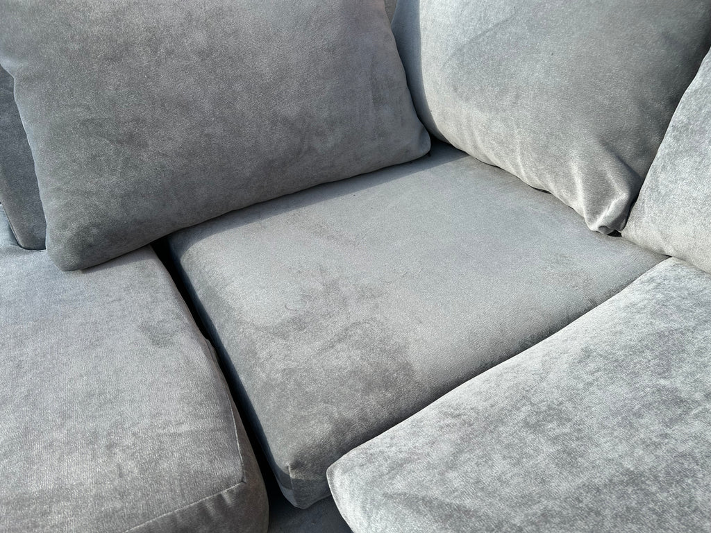 (New) Silver Crushed Velvet Corner Sofa