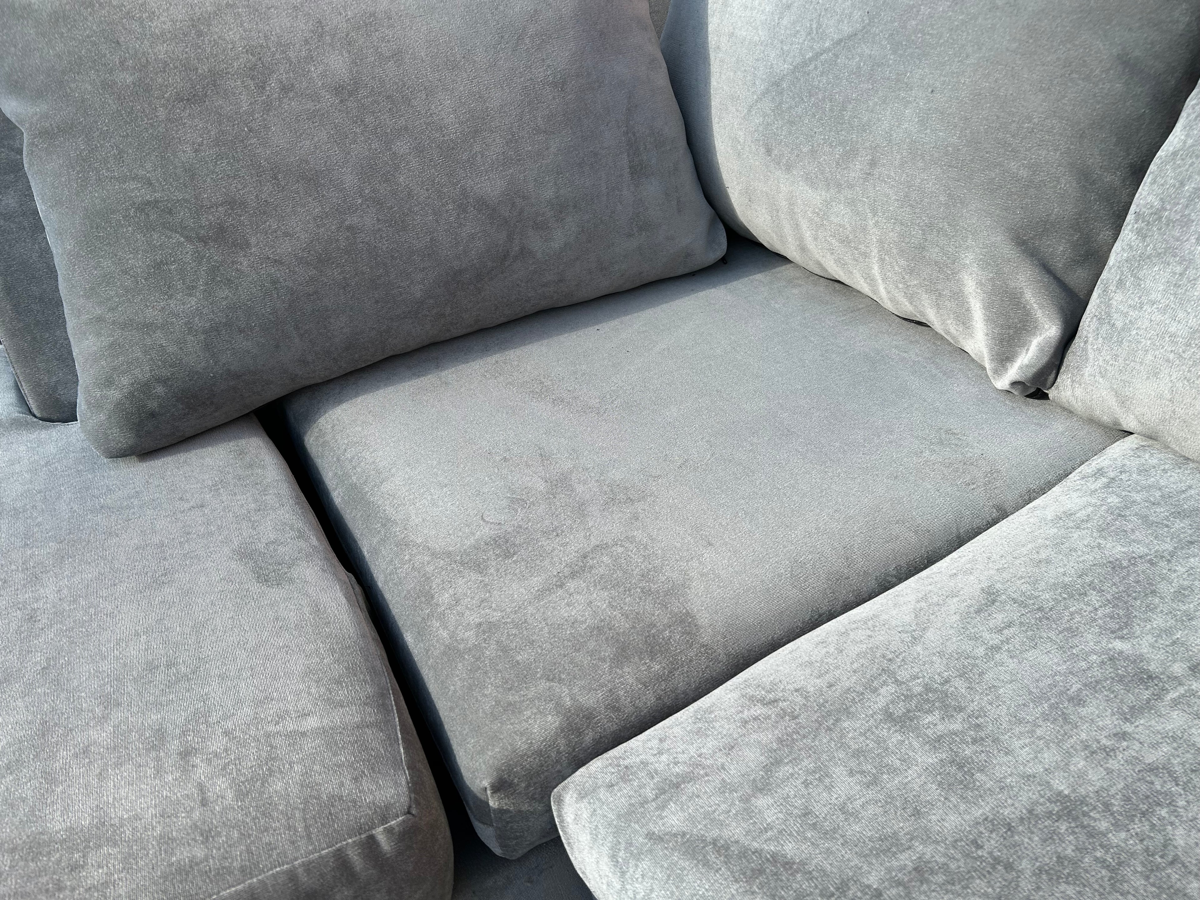 (New) Silver Crushed Velvet Corner Sofa