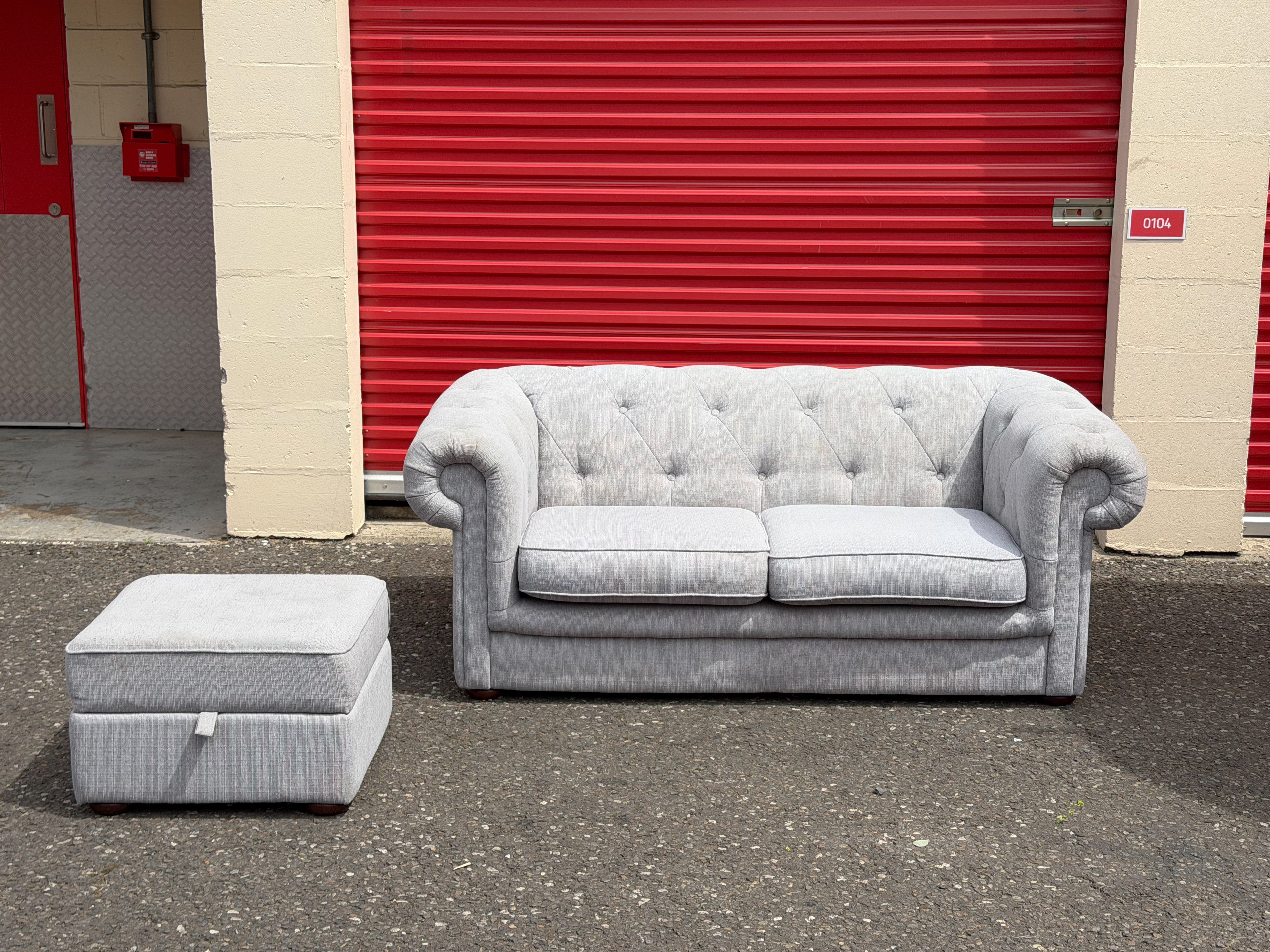 John Lewis Chesterfield 2 Seater Sofa & Storage Footstool