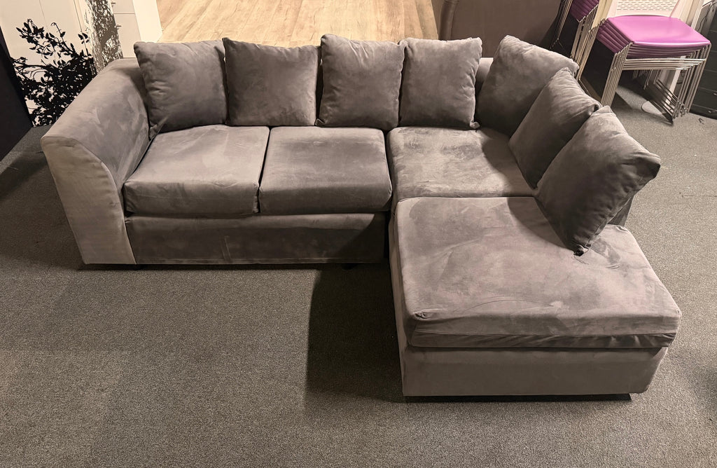 Grey Velvet Corner Sofa